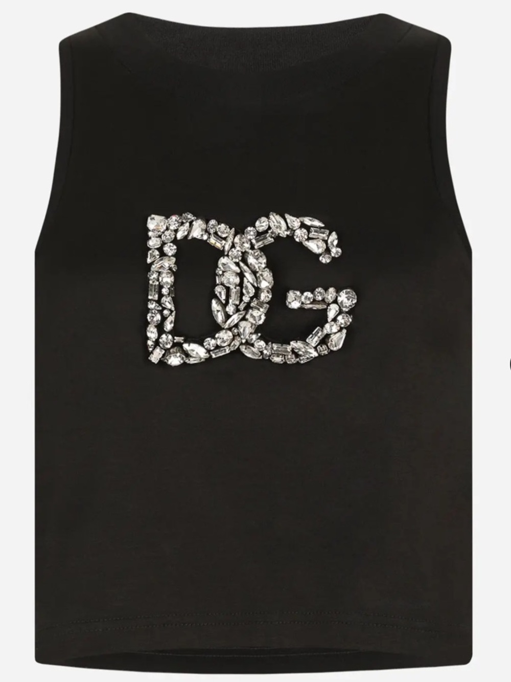 Dolce & Gabbana Black Tank with Crystal DG Logo